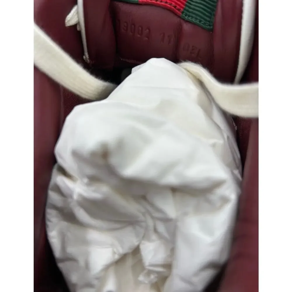 Men's Gucci re-web sneakers in white leather and patent trim sz 11 fits 11.5 US